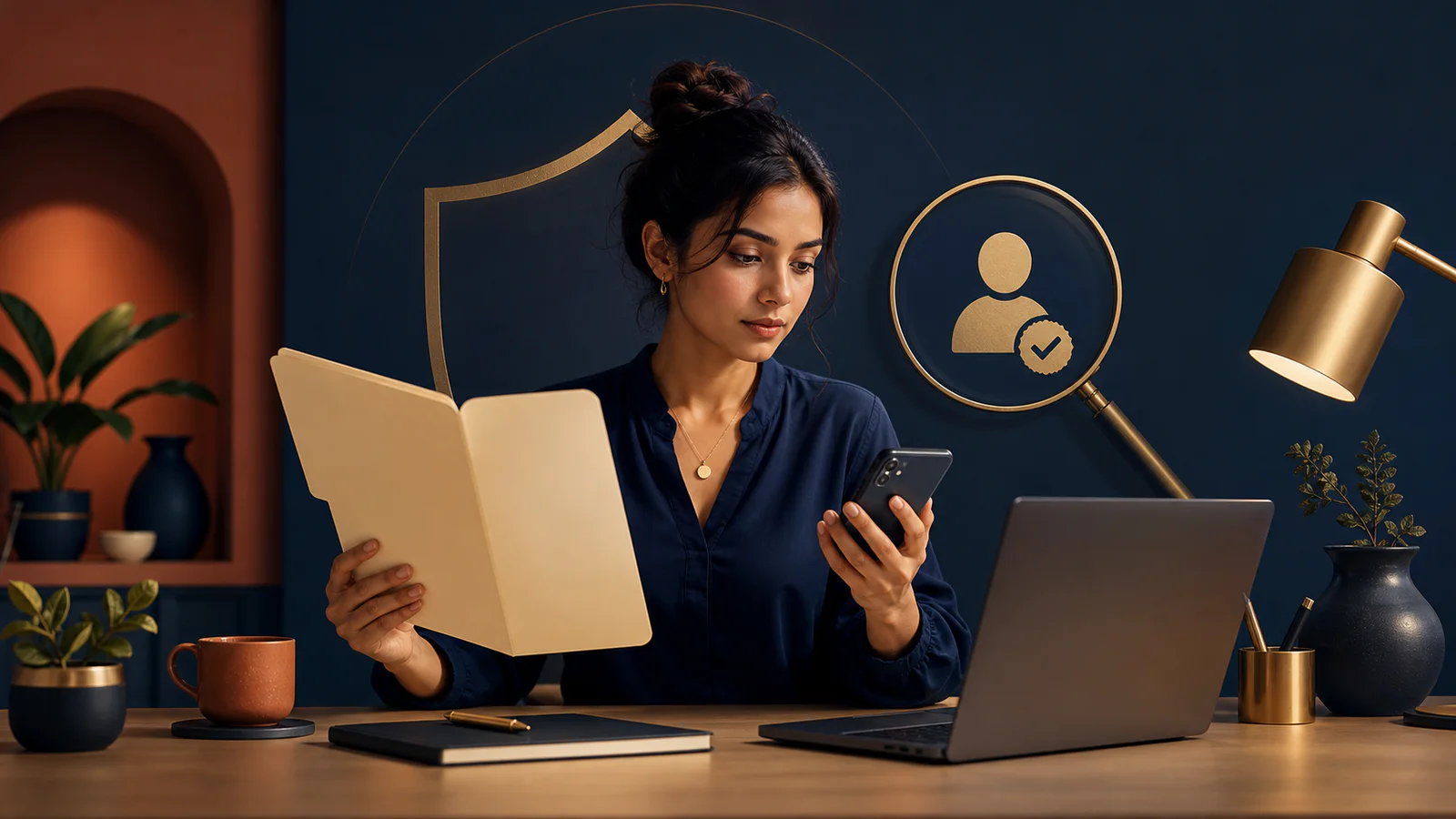 Freelancer verifying an invoice and trusted contact to prevent payment fraud