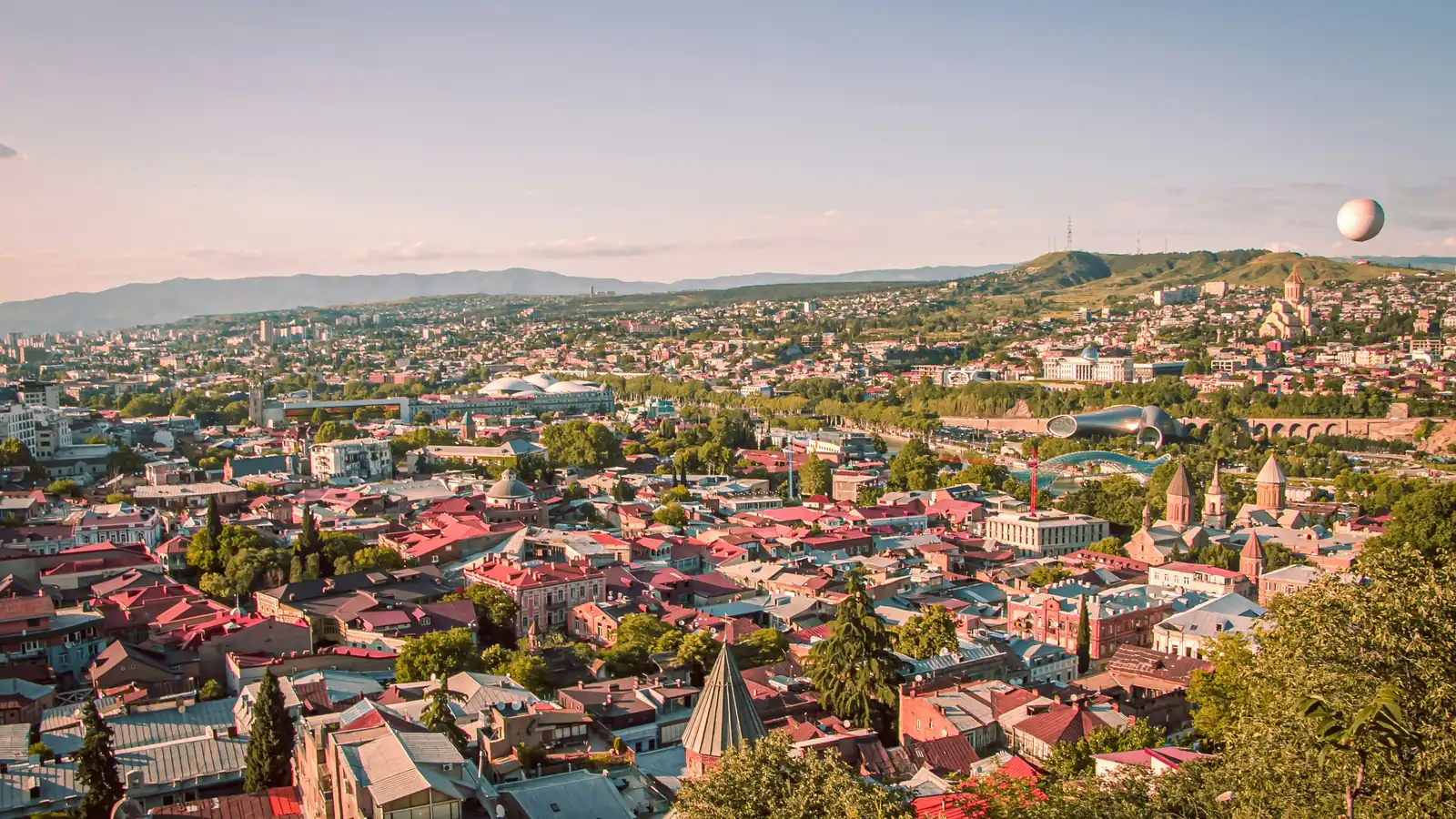 Tbilisi at sunset, seen from Narikala fortress